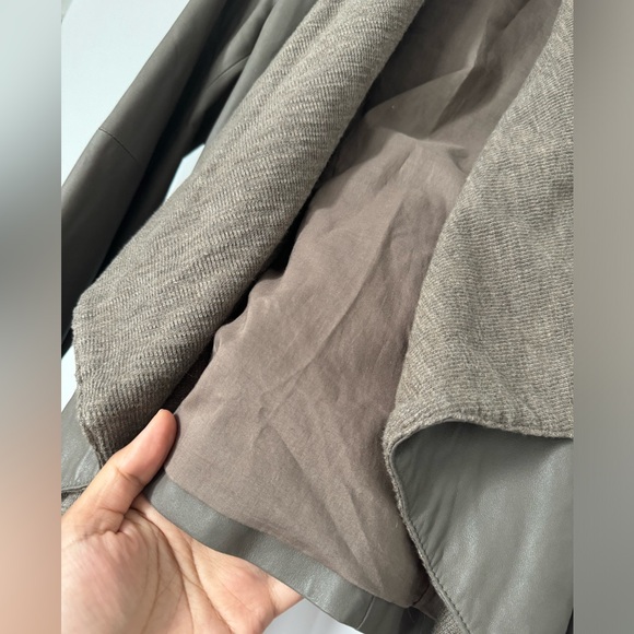 Vince Leather Jacket with Draped Collar - Picture 4 of 12